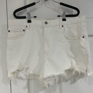Abercrombie and Fitch high-rise white jeans shorts